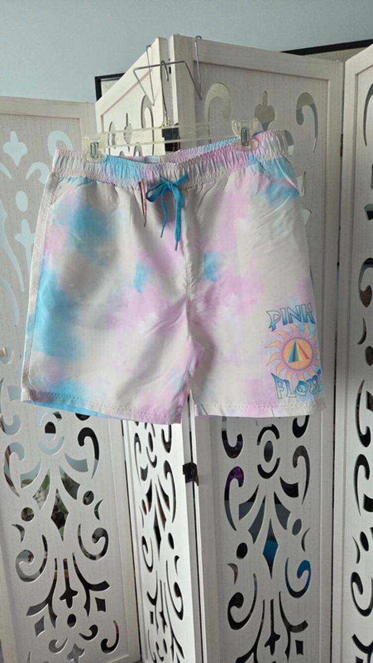 Pink Floyd Tie Dye Swim Trunks Board Shorts Mens XL Pastel Beach Shorts
